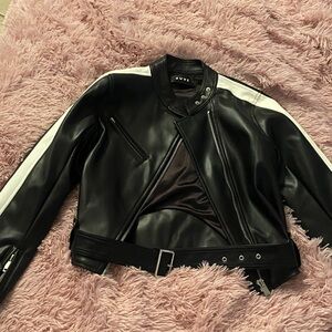 Black and White Faux Leather Jacket